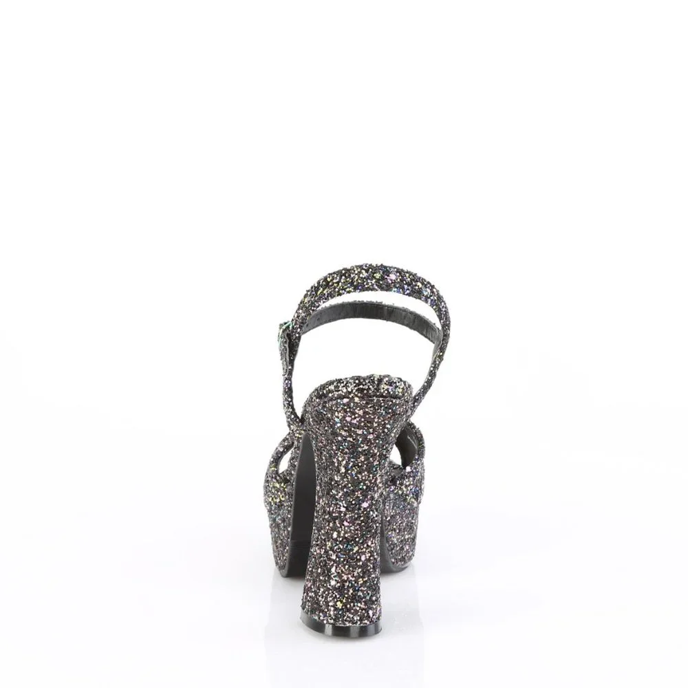 Demonia Dolly 09 Black Platform Sandals with Glitter - Picture 3 of 5